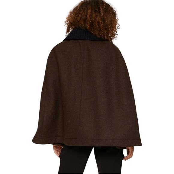 EUC PLAN C Roll-neck Wool Cape Jacket In Brown Size 46/US Size 10/Size L - Picture 4 of 10